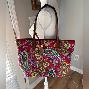 Lauren Ralph Lauren pink multi color paisley purse good used condition
